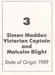1990 Select AFL Stickers #3 Malcolm Blight / Simon Madden Back